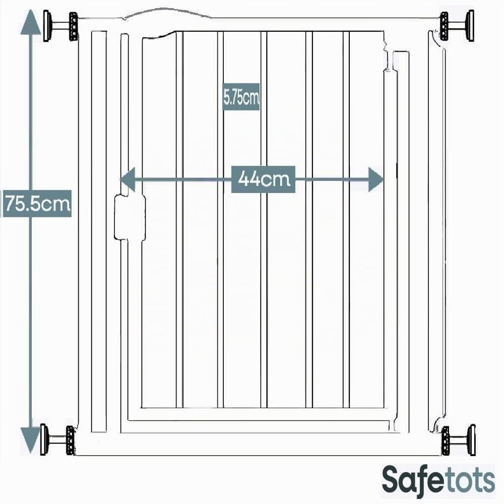 Safetots Druckmontage Selbstschließendes Treppengitter, Extra Schmal, 61cm - 66.5cm, Mattschwarz, Automatisch Schließendes Babygitter, Sicherheitsbarriere für Kleinkinder, Einfache Installation