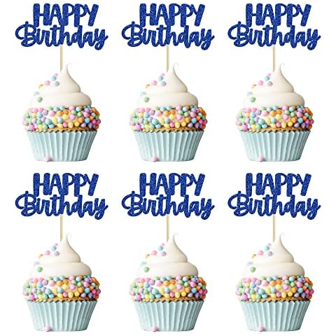 Gyufise 24Pcs Glitter Birthday Cupcake Toppers Cover
