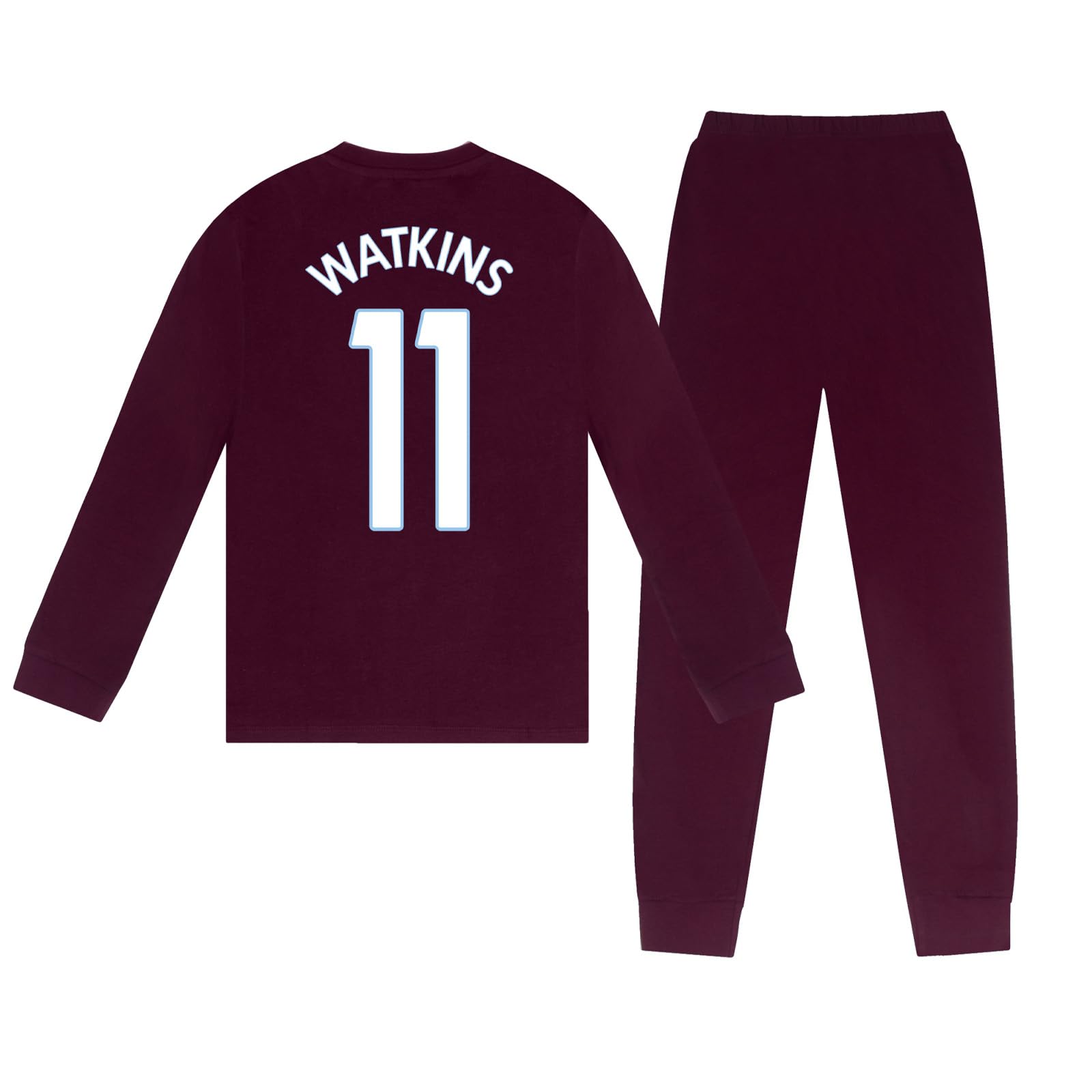 Aston Villa Boys Long Pyjama Watkins 11 Claret 11-12 Years