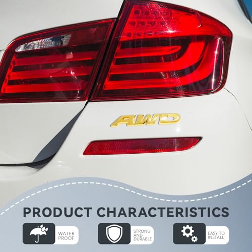 Image of 2PCS AWD Emblem Sticker, AWD Decals, 3D Metal Letter Badge Decal with Strong Adhesive, Universal Car Exterior Accessories Chrome Tailgate Side Badge Stickers Compatible with Vehicle, SUVs, Trucks