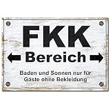 fkk camping frankreich direkt am meer DEKORATION: Schild FKK Bereich Baden und Sonnen Nackt ohne Bekleidung. Vintage. Gartendeko. Gestalten Sie Ihre Wände nach Ihrem Geschmack mit unseren ausdrucksstarken Wandbild. Dieses Schild ist ein Kunstdruck auf hochwertigen Material. Moderne Wanddeko für Ihren Garten Strand Balkon Badezimmer Wohnzimmer. Wanddekoration Freikörperkunst als Design für Ihre Wand.