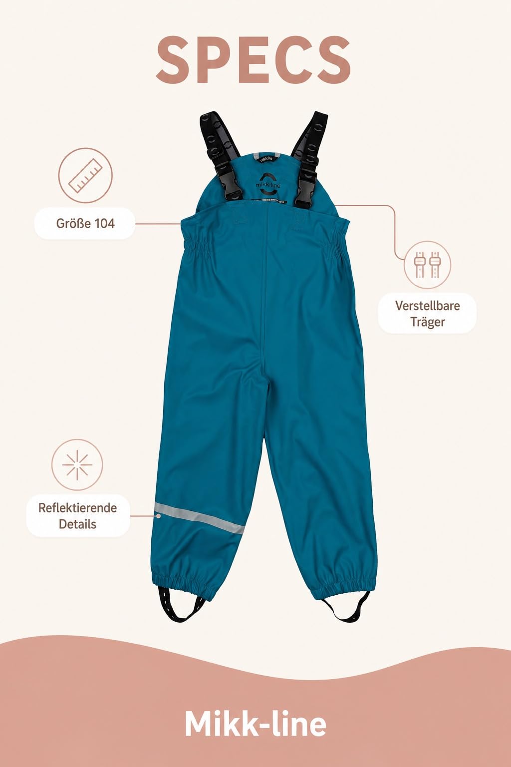 Mikk-line Pantalones de lluvia para niños y bebés, impermeables y resistentes al viento, para niñas y niños, ideales para lluvia y aguanieve