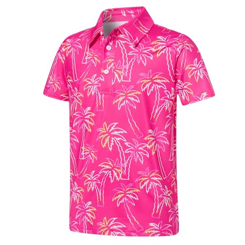 Cuddomper Boys Hawaiian Polo Golf Shirt Fashion Palm Clothes 7-8 Years - image 1