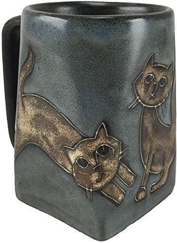 Taza MARA Stoneware 12 Oz Azul con Gato miniatura 1