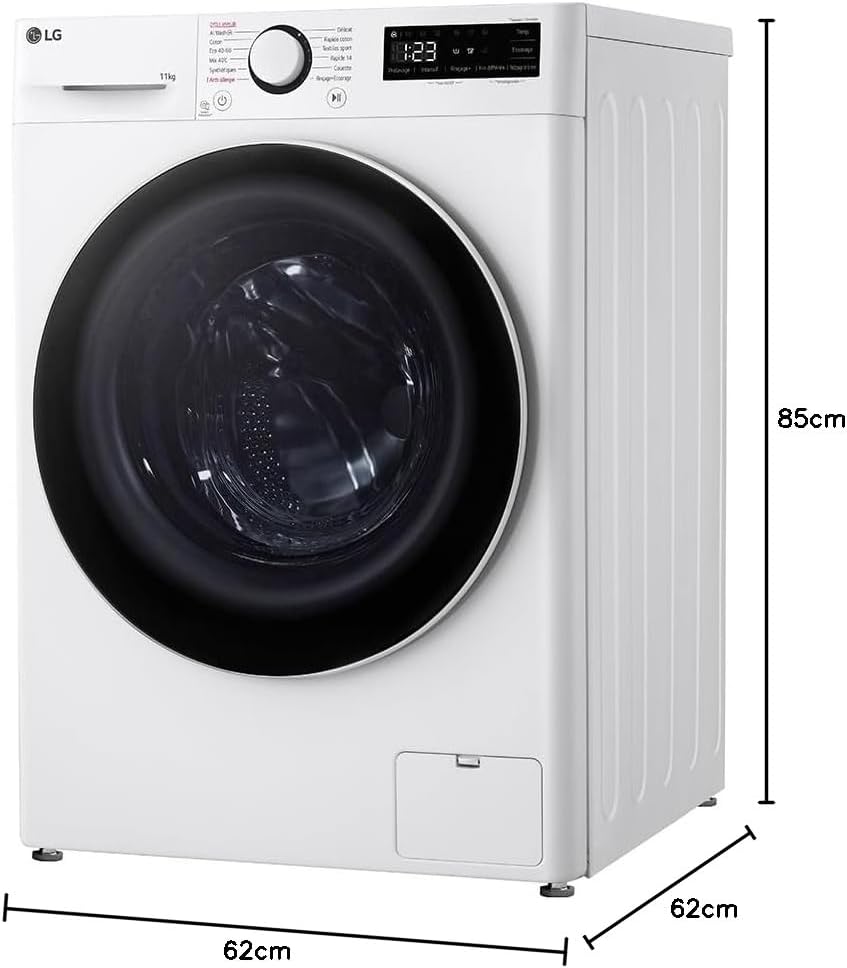 Diagram showing the dimensions of the LG F14R50WHS washing machine