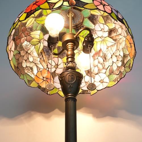 Image of Tiffany Floor Lamp 16 Inch Victoria Purple Grape Flower Standing Glass Lamp Antique Standing Reading Lamp Suitable for Bedrooms Living Rooms Dining Rooms Tiffany Style Retro Home Decoration
