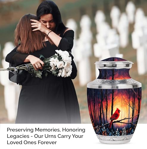 Image of Cardinal Bird Urn Mini Burial Urn for Ashes Adult Male 1 Large & 2 Small | Large Funeral Urns, Decorative Urns