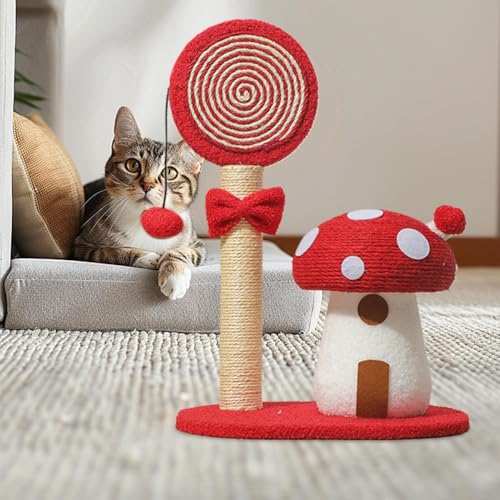 Poteau de griffoir de chat en champignon multifonctionnel et robuste - 7