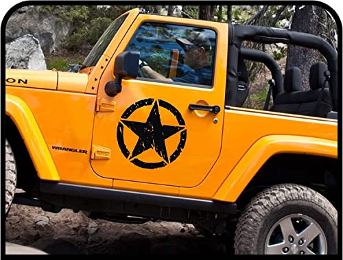 Sticker étoile militaire pour portière de 4x4 et déco offroad look aventure usé