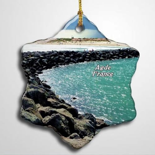 France Naturist Beach Agde Christmas Ceramic Ornament Xmas Tree Decor Souvenirs Double Sided...