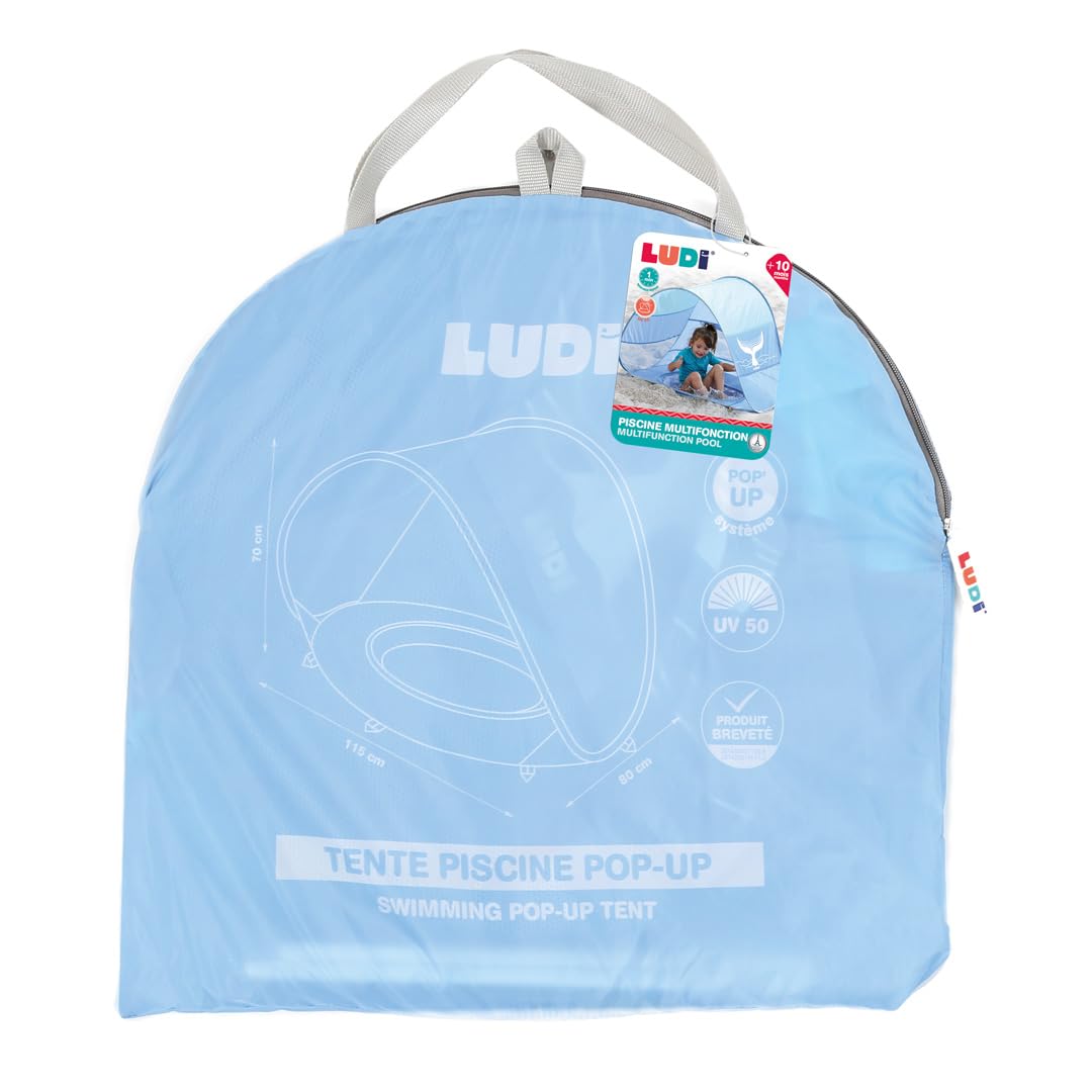 Ludi - Piscine Multifonction pour bébé - Piscine Pop-Up - Tente Anti UV 50 et Filet