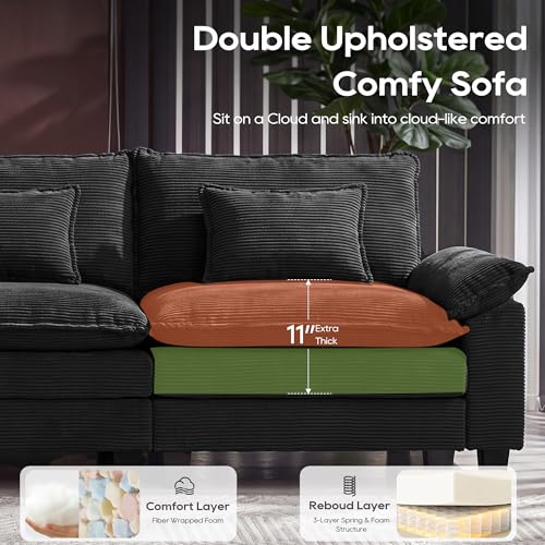 Image of URRED Oversized Modular Sectional Sofa,Solid Black:157 inch U Shaped