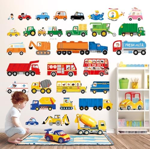 Construction Vehicles Wall Decals - Removable Peel & Stick Truck, Excavator Stickers For Kids Room - View #8