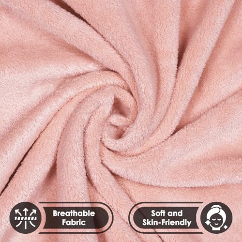 Image of Story@Home Poncho Towel for Kids with Hood | Quick Dry Kids Towel | Soft Lightweight Baby Wrap for Beach 300 GSM 120 X 60CM Pool Towel for Boys & Girls |Kids microfiber towels for bath -Peach - Rabbit