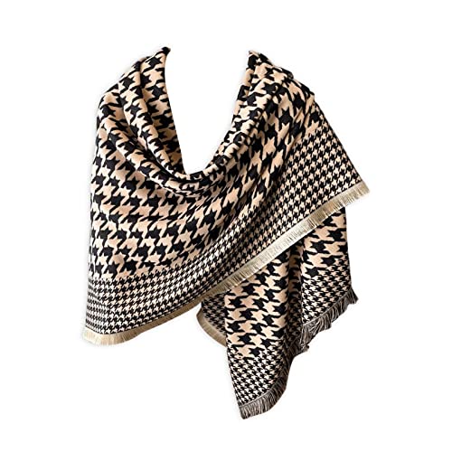 Winter Warm Cashmere Shawl Large Scarf Women Houndstooth Check Pashmina Scarves With Tassel Soft Thicken Wrap Cape