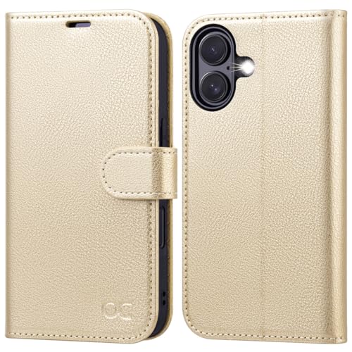 OCASE for iPhone 16 Case, PU Leather Wallet, Magnetic Flip Folio Cover with RFID Blocking, Card Holders, Shockproof TPU