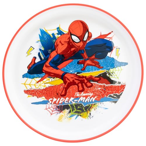 Assiette réutilisable bicolore pour enfant avec base antidérapante Spiderman