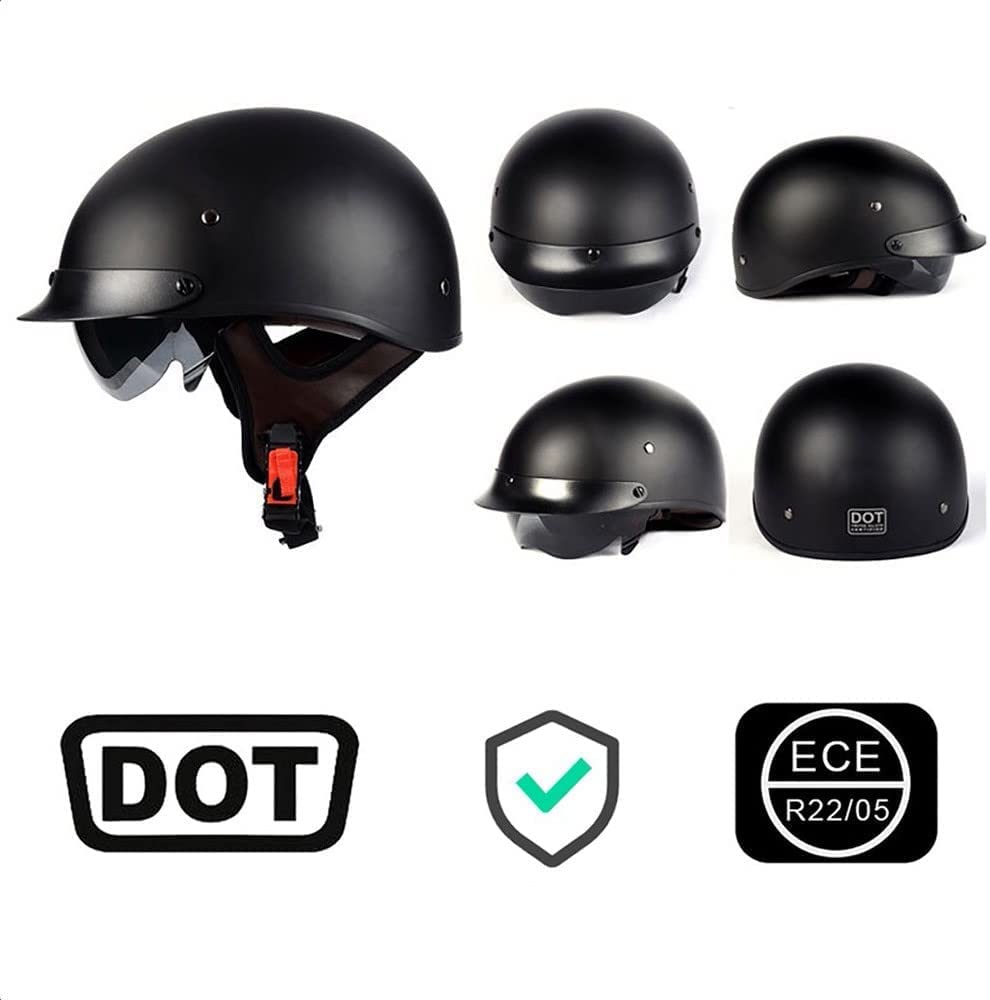 Kask motocyklowy z otwartą twarzą Dot/ECE Zatwierdzony motocykl Pół twarzy Safe Protect Kask Street Scooter Deskorolka Crash Kaski dla dorosłych mężczyzn i kobiet (Color : 3, Size : 57-58cm)