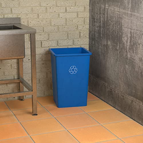 Image of 35 Gallon Blue Square Commercial Trash Can