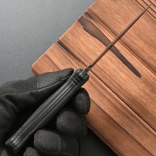 CCFFCC FF115 Fixed Blade Knife, AUS-10 Steel Carbon Fiber Handle Full Tang Knife with Kydex Sheath for Outdoor Camping Hunting Working (Black) by CCFFCC - Used condition - Image 7