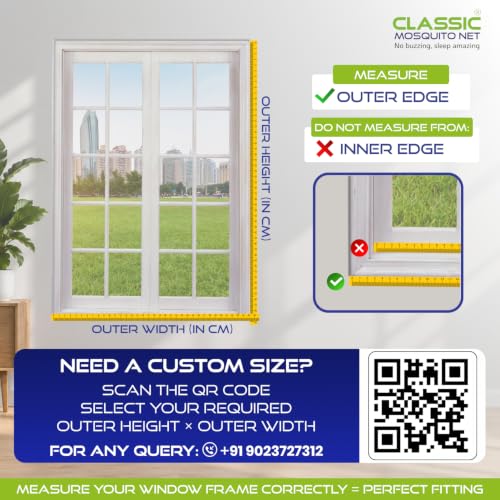 Image of Classic Mosquito Net for Windows | 120X90 cm | 120 GSM Fiberglass Mesh |Pre Stitched Window Net for Home | Self Adhesive Hook & Loop Easy Install | Protection from Mosquitoes & Insects |Black