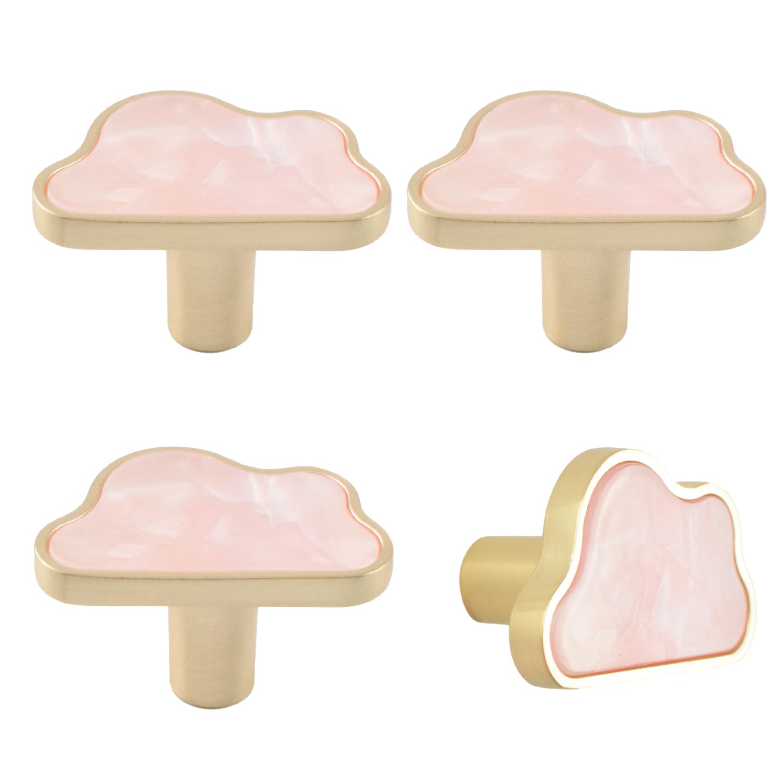 MOROBOR Decorative Pink Cloud Kitchen Cabinet Knobs, 4 Pack Creative Dresser Drawer Pulls Furniture Cupboard Door Pull Handles Single Hole Zinc Alloy Knobs Furniture Accessories — image 1