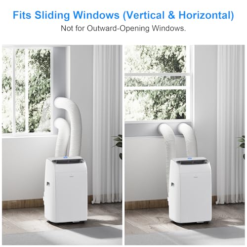 Image of Gasbye Dual Hose Portable Air Conditioners, 12,000 BTU Portable AC Cools Up to 450 Sq.Ft, Low Noise (45dB), Backlit Remote Control, 3-in-1 Cooling, Fan & Dehumidifier for Large Room, White