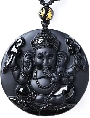 Womens Necklaces Mens Necklaces Tibet Buddhism Obsidian Wealth Elephant Jambhala Mammon Buddha Necklace Pendant Men or Women
