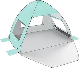 TOBTOS Tenda de Praia Pop-Up Upf 50+, Guarda-Chuva de Praia, Abrigo Solar Automático para 2-3 Pessoas, Proteção Uv, Guarda-Sol Portátil, Cabana com Dossel para Bebê de Fácil Configuração, Leve com Bol
