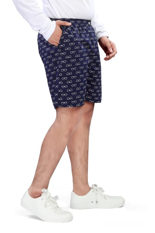 Image of UNOseven Shorts for Boys - 100% Cotton Printed with Side Pockets - Pack of 2 - Available from Size 7 Years to XL