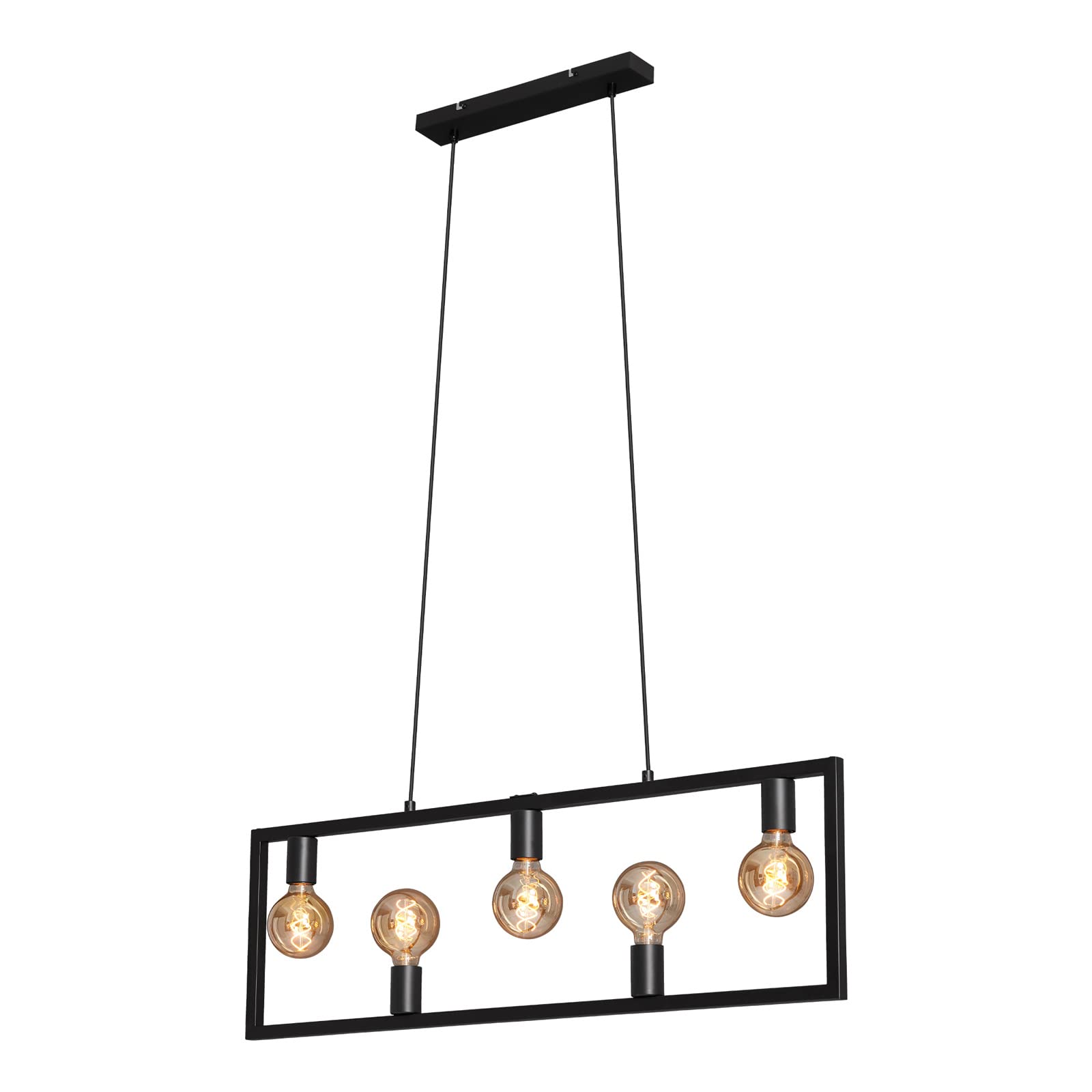 Lámpara colgante de 5 luces E27 Briloner de metal negro para comedor