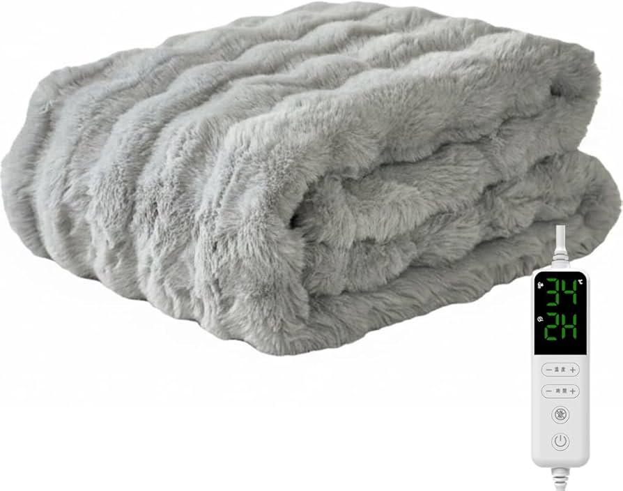 電気毛布❤️190x130cm グレー ふわふわ 手触り抜群 9段階調整 大きい Amazon.co.jp : 電気毛布 掛け敷き ひざ掛け 洗える ふわとろ 2枚