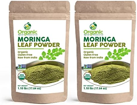 Organic Moringa Powder - 35.28 oz | Pack of 2 | Lab Tested for Purity | Resealable Kraft Bag, Non-GMO, Moringa Olifera Powder - 100% Raw from India, by SHOPOSR