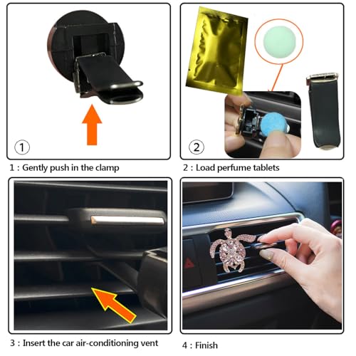 Image of Car Air Freshener Women Car Vent Clips Decorations 2 PCS Cute Sea Turtles Car Interior Accessories Car Vent Diffuser (Diamond Pink Turtle, 2 inch)