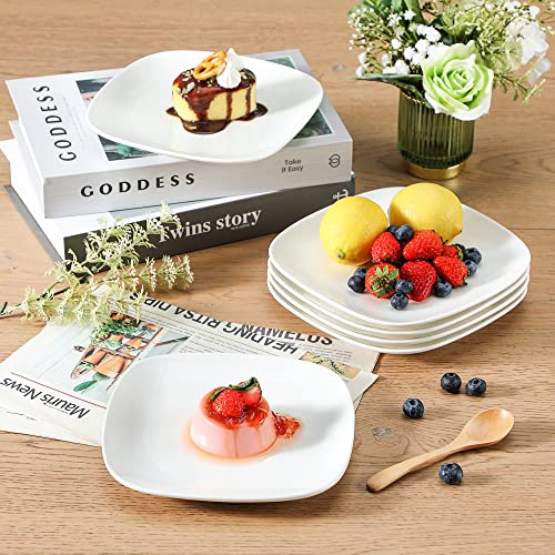 LOVECASA Dessert Plate Set of 6, Porcelain Dinnerware Set Tableware, 7.4inch Snack/Salad/Fruit/Side Plate. (18.8 * 2 cm), White - Image 4