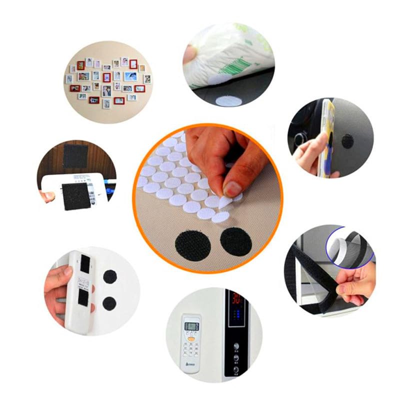 1000-2000 Pares 10/15/20mm Puntos autoadhesivos Cinta de sujeción Transparente for bebés Pegamento Fuerte Pegatina Monedas Redondas Gancho Cinta Adhesiva (Color : 20mm Black, Size : 2000pairs Loop h