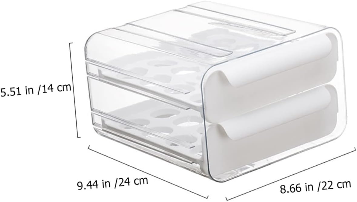 Fridge Drawer Organizer Double Egg Holder with Slots Space Saving Design for Refrigerator Storage Practical Egg Container for Kitchen and Pantry Organization