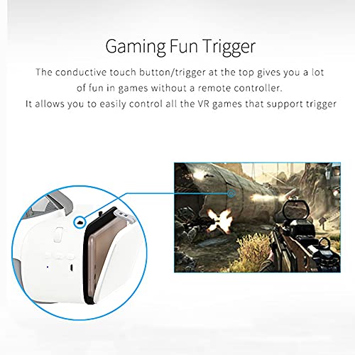 Thafikzi Vr Headset With Remote Control Virtual Reality Headset For Phones 3D Glasses For Movies & Games Bluetooth Vr Glasses For Iphone/ Samsung Compatible For Ios / Android (White) #TOP5