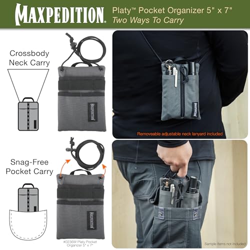 Image of MAXPEDITION Platy Pocket Organizer, Durable EDC Tool Pouch for Men, Neck Wallet with Paracord Lanyard, Holds Flashlight, Multitool, Pen, Notebook