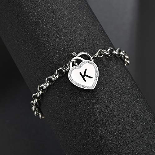 Caleesllc K Letter Initial Charm Bracelet Adjustable Stainless Steel Anklet Personalized Wrist Link For Women And Teen Girls #TOP4