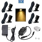 Xking Dimmable LED1.5W 12VDC Mini Spotlight Jewelry Showcase Display Lighting Fixture Black Shell Surface Mount with Online PWM Dimmer(Pack-4,Warm White 3000k)