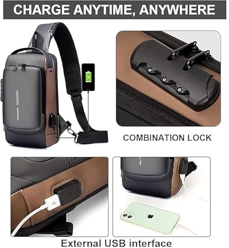 Image of WildHorn AeroShield Waterproof Anti-Theft Sling Bag for Men & Women | Crossbody Chest Shoulder Bag with USB Charging Port | Lightweight, Travel & Daily Use | Adjustable Strap