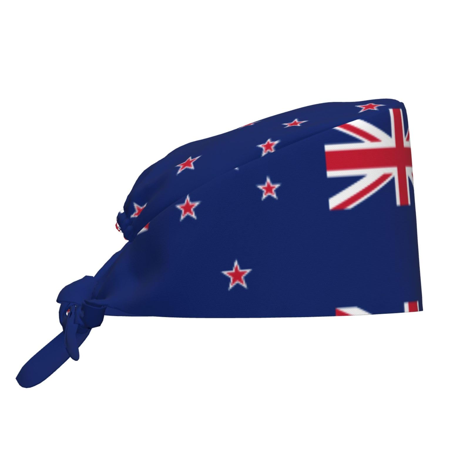 YYHWHJDE Bouffant Scrub Caps New Zealand Flag Prints - Adjustable Surgical Caps for Men and Women Black