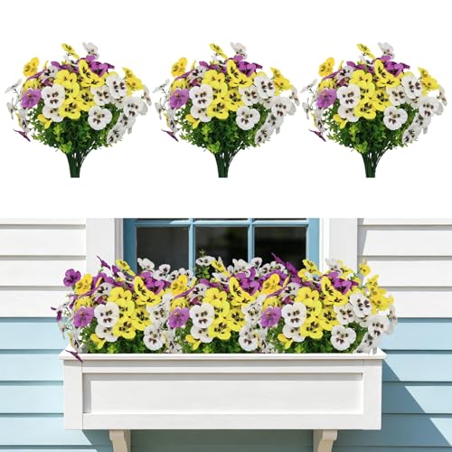 18 Pcs Artificial Pansy Flowers for Outdoor, UV Resistant Faux Plants - image 7