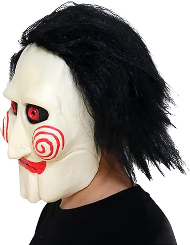 Miniatura 6 de Máscara de sierra de Halloween, máscara de rompecabezas de asesino aterrador, máscara de Billy de película de terror, máscara de marioneta de