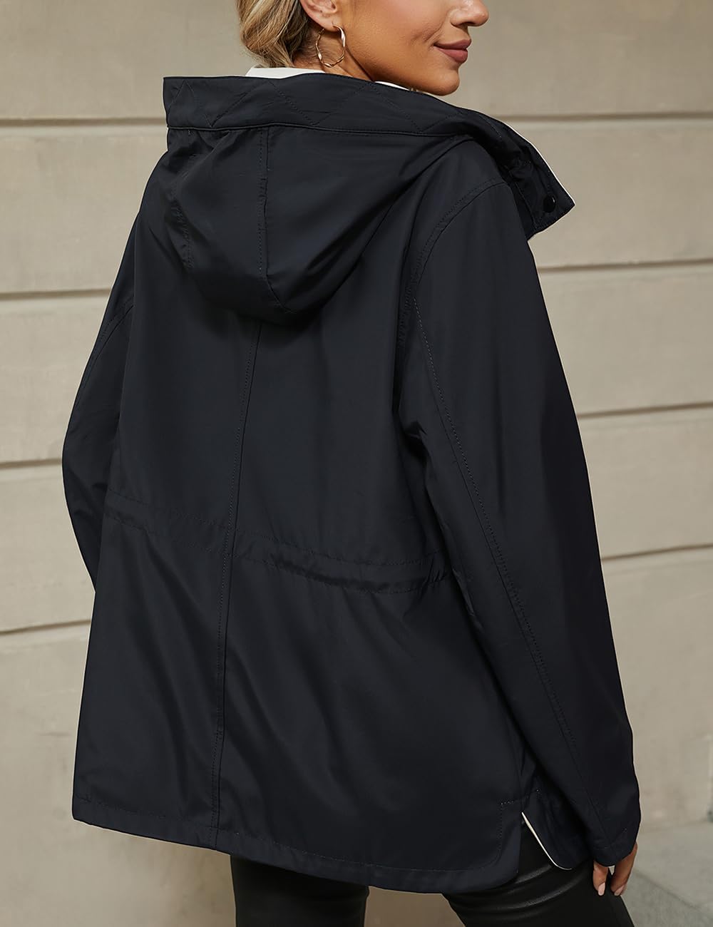 Giolshon Donna Cappotto leggero Windbreaker Zip Up Giacca manica lunga Outdoor Raincoat con cappuccio
