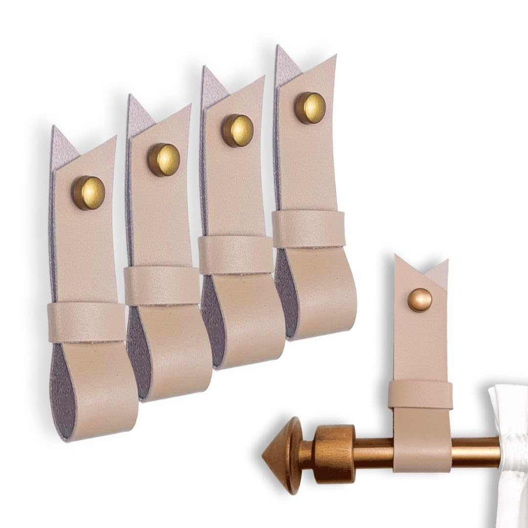 Leather Curtain Rod Brackets - Minimalist Design -11 Leather Curtain Rod Brackets - Minimalist Design -11