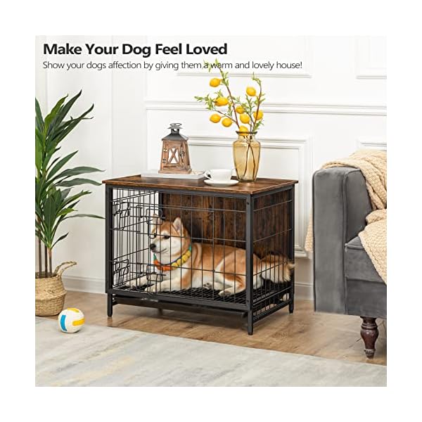 ALLOSWELL-Dog-Crate-Furniture-Indoor-Pet-Crate-End-Table-Wooden-Dog-Furniture-with-Removable-Tray-Decorative-Dog-Kennel-for-SmallMediumLarge-Dogs Indoor Pet Crate End Table