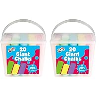 Galt 20 Giant Chalks - Extra Large Childrens Chunky Pavement Chalks - Bright Vibrant Colours - Washable, Easy Clean Outdoor Kids Garden Toys - Portable Carry Case with Handle - Ages 3 Years Plus