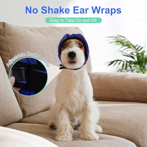 Image of MIGOHI Dog Ear Muffs Noise Protection, Calming Hoodie with Soft Padding-Adjustable Headphones for Dog, Hook & Loop Headband for Dogs, M, Navy Blue